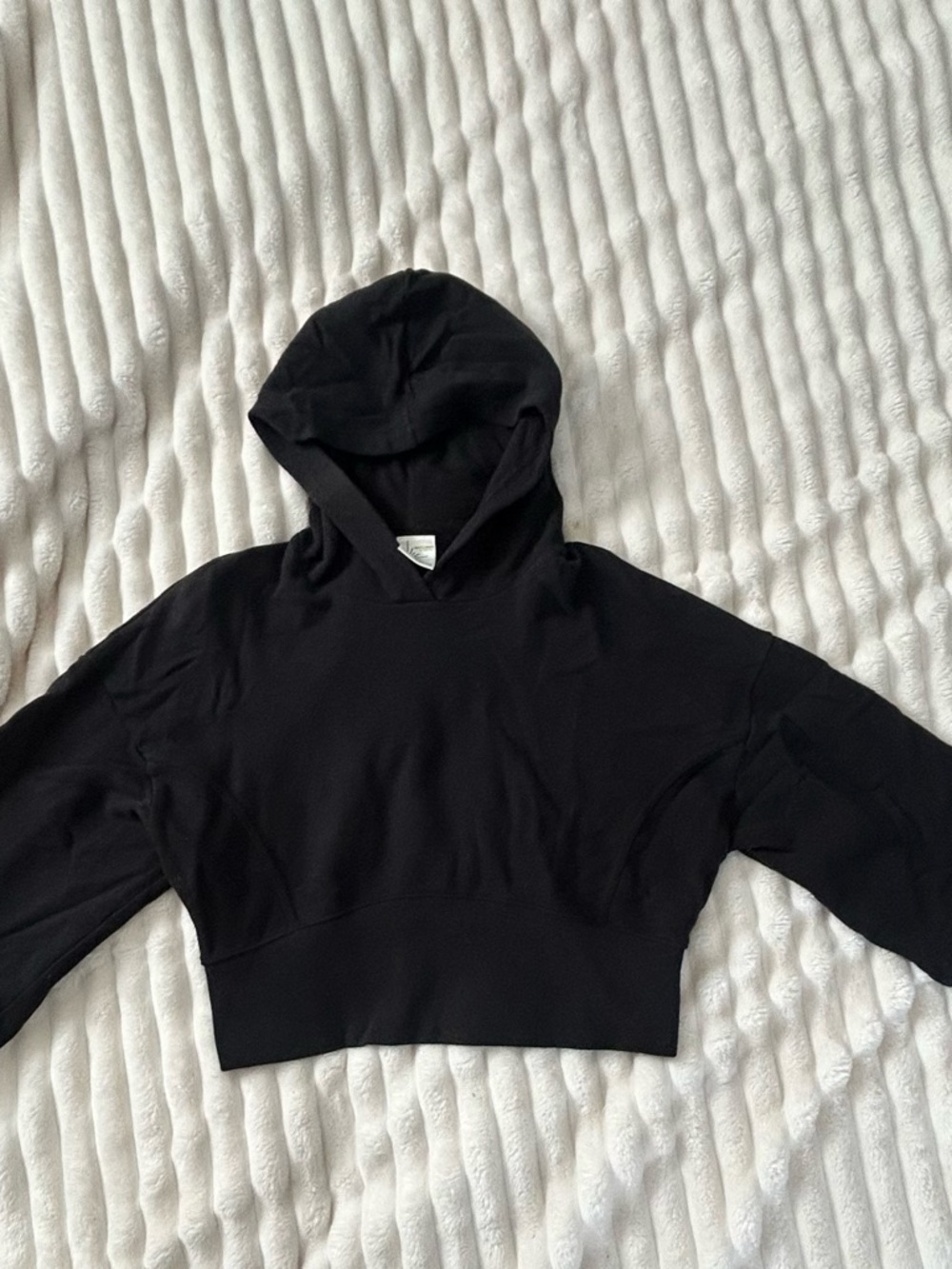 aerie Black Cropped Hooded Sweater